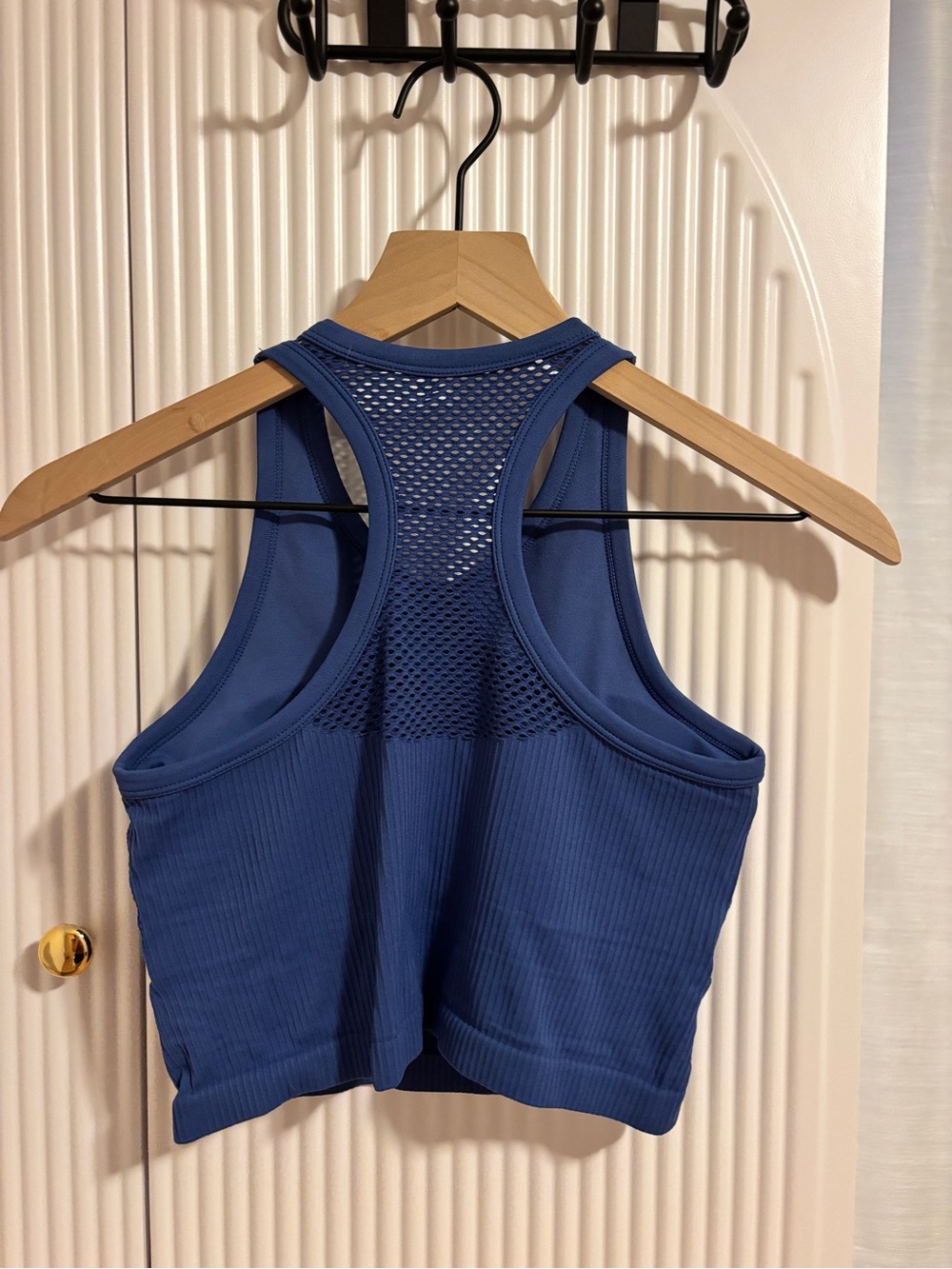 T.J.Maxx Blue Ribbed Racerback Crop Tank - Picture 2 of 2
